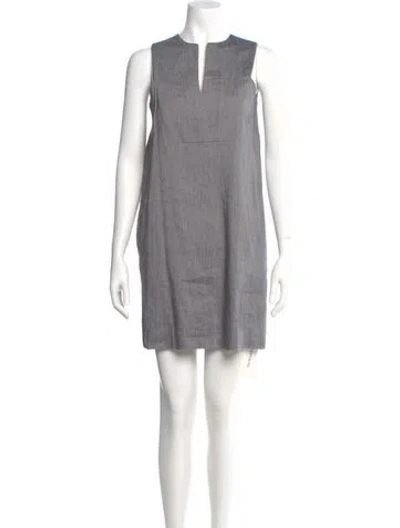 Pre-owned Theory Linen Mini Dress In Gray