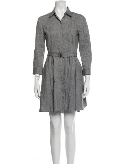 Pre-owned Theory Linen Mini Dress In Gray