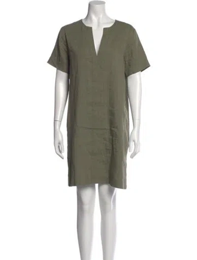 Pre-owned Theory Linen Mini Dress In Green