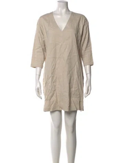 Pre-owned Theory Linen Mini Dress In Neutral