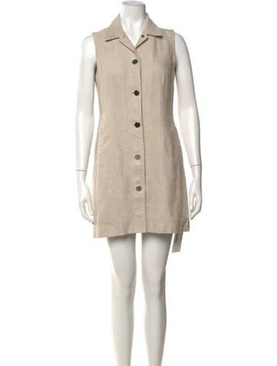 Pre-owned Theory Linen Mini Dress In Neutral
