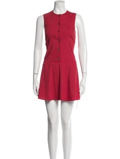 Pre-owned Theory Linen Mini Dress In Red