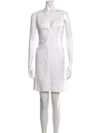 Pre-owned Theory Linen Mini Dress In White