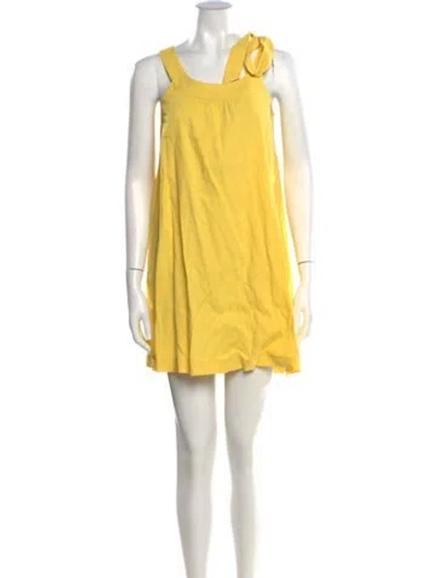 Pre-owned Theory Linen Mini Dress In Yellow