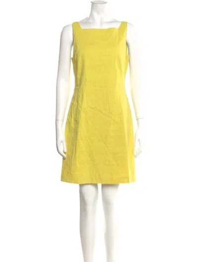 Pre-owned Theory Linen Mini Dress In Yellow