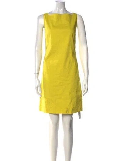 Pre-owned Theory Linen Mini Dress In Yellow