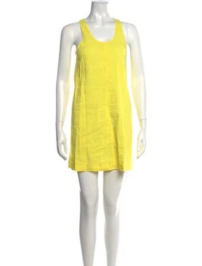 Pre-owned Theory Linen Mini Dress In Yellow