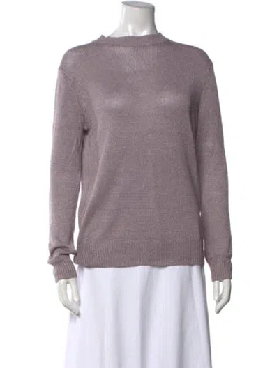 Pre-owned Theory Linen Mock Neck Sweater In Purple