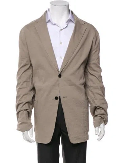 Pre-owned Theory Linen Moto Jacket In Neutral