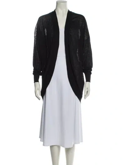 Pre-owned Theory Linen Open Front Sweater In Black