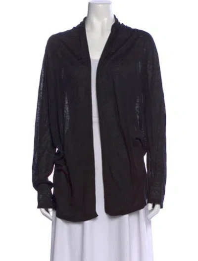 Pre-owned Theory Linen Open Front Sweater In Black