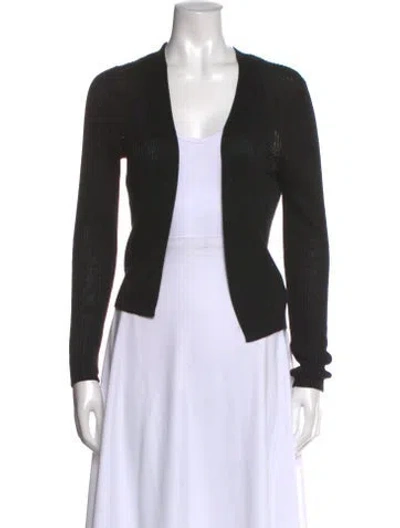 Pre-owned Theory Linen Open Front Sweater In Black