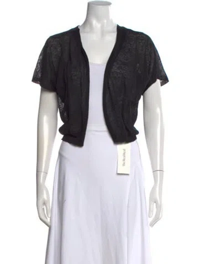 Pre-owned Theory Linen Open Front Sweater In Black