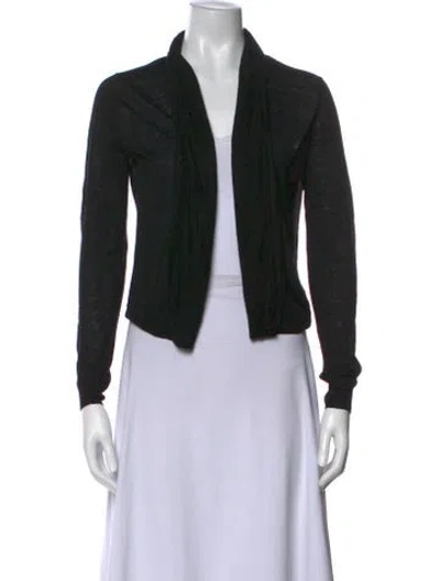 Pre-owned Theory Linen Open Front Sweater In Black