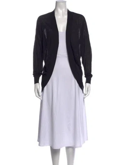 Pre-owned Theory Linen Open Front Sweater In Black