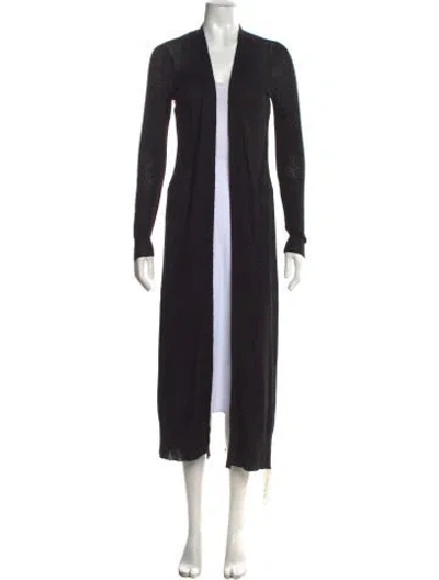 Pre-owned Theory Linen Open Front Sweater In Black