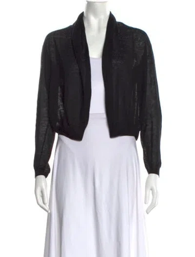 Pre-owned Theory Linen Open Front Sweater In Black