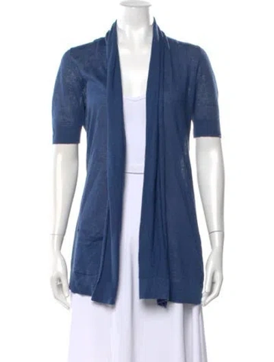 Pre-owned Theory Linen Open Front Sweater In Blue