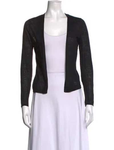 Pre-owned Theory Linen Open Front Sweater In Grey