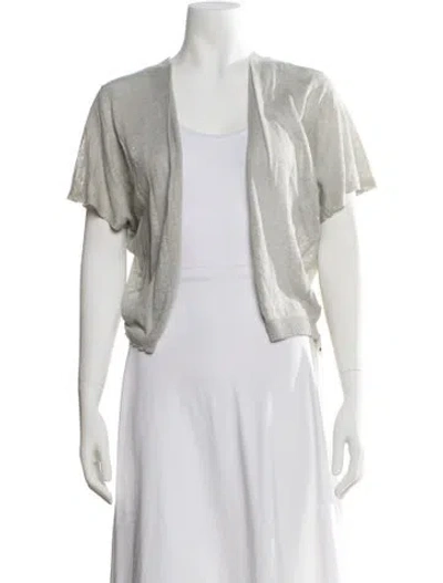 Pre-owned Theory Linen Open Front Sweater In Neutral