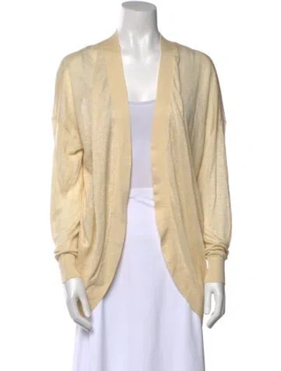 Pre-owned Theory Linen Open Front Sweater In Neutral