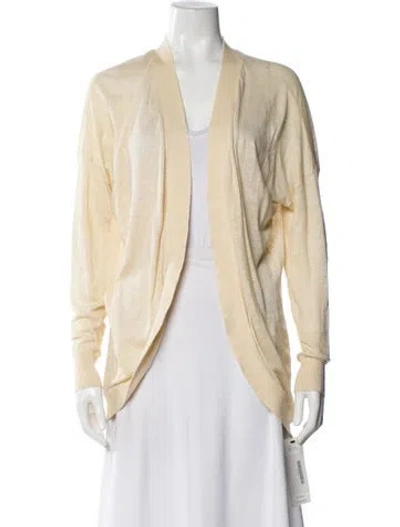 Pre-owned Theory Linen Open Front Sweater In Neutral