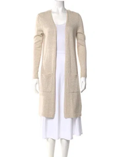 Pre-owned Theory Linen Open Front Sweater In Neutral
