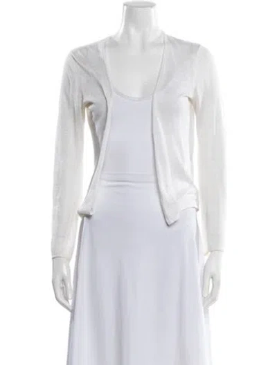 Pre-owned Theory Linen Open Front Sweater In Neutral