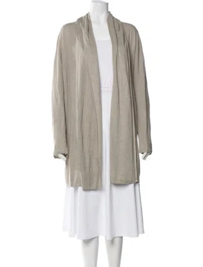 Pre-owned Theory Linen Open Front Sweater In Neutral