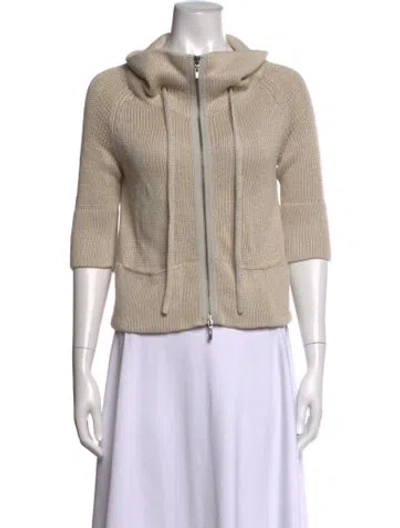Pre-owned Theory Linen Open Front Sweater In Neutrals