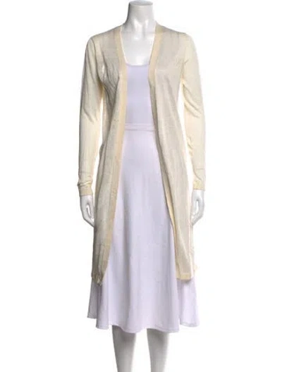 Pre-owned Theory Linen Open Front Sweater In Neutrals