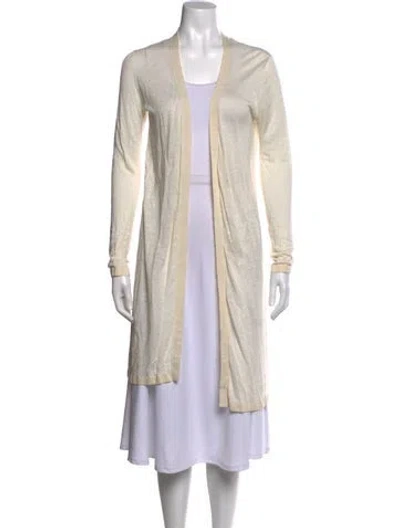 Pre-owned Theory Linen Open Front Sweater In Neutrals