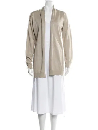 Pre-owned Theory Linen Open Front Sweater In Neutrals