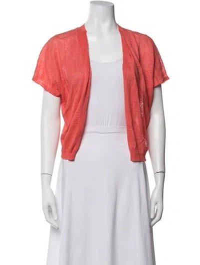 Pre-owned Theory Linen Open Front Sweater In Pink