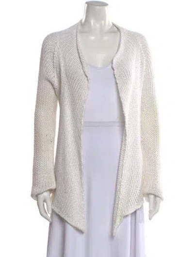 Pre-owned Theory Linen Open Front Sweater In White