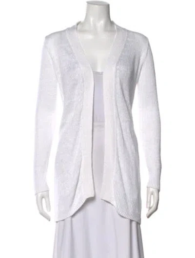 Pre-owned Theory Linen Open Front Sweater In White