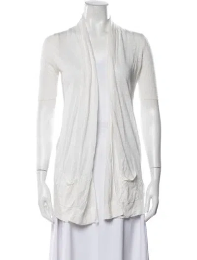 Pre-owned Theory Linen Open Front Sweater In White