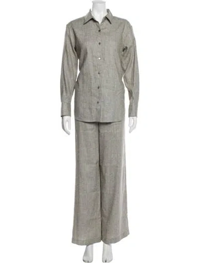 Pre-owned Theory Linen Pant Set W/ Tags In Gray