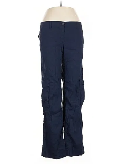 Pre-owned Theory Linen Pants In Blue