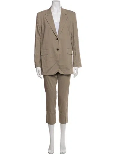 Pre-owned Theory Linen Pantsuit In Brown