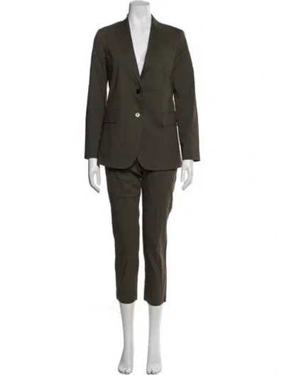 Pre-owned Theory Linen Pantsuit In Green