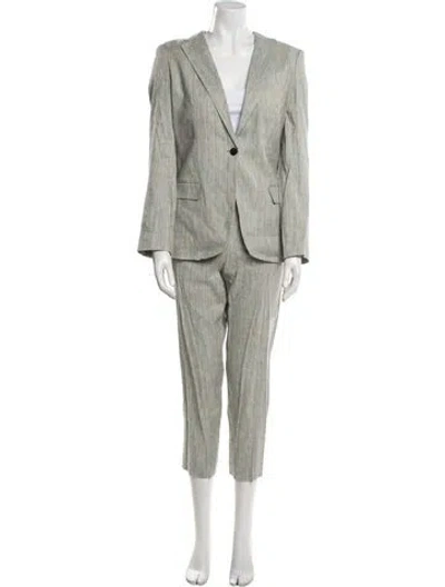 Pre-owned Theory Linen Pantsuit W/ Tags In Neutral