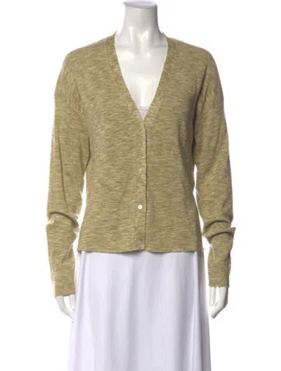 Pre-owned Theory Linen Patterned Sweater In Green