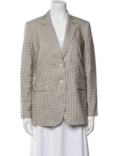 Pre-owned Theory Linen Plaid Print Blazer In Neutral