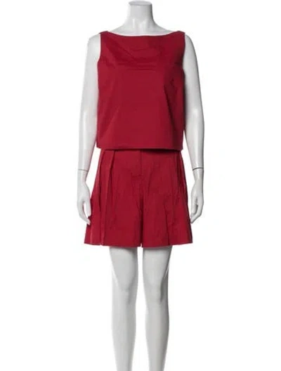 Pre-owned Theory Linen Pleated Accents Skirt Set In Red