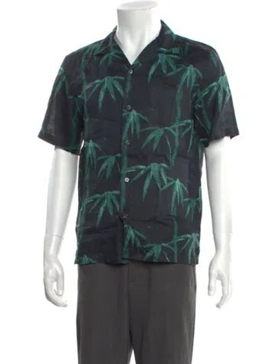 Pre-owned Theory Linen Printed Shirt In Green