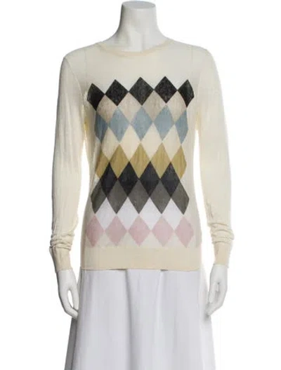 Pre-owned Theory Linen Printed Sweater In Neutral