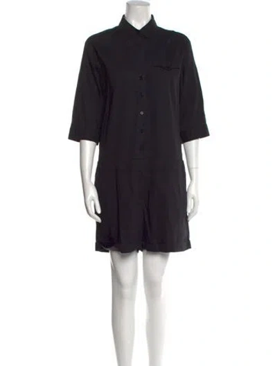 Pre-owned Theory Linen Romper In Black