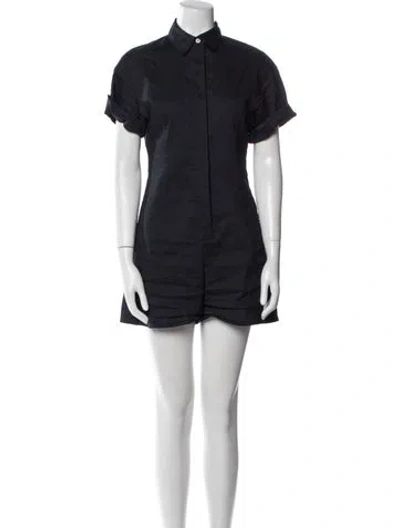 Pre-owned Theory Linen Romper In Black