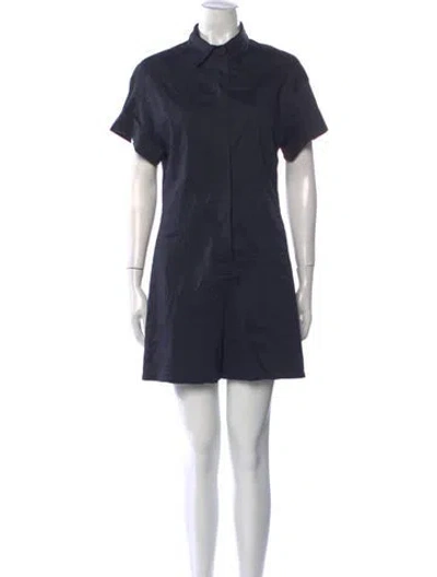 Pre-owned Theory Linen Romper In Blue